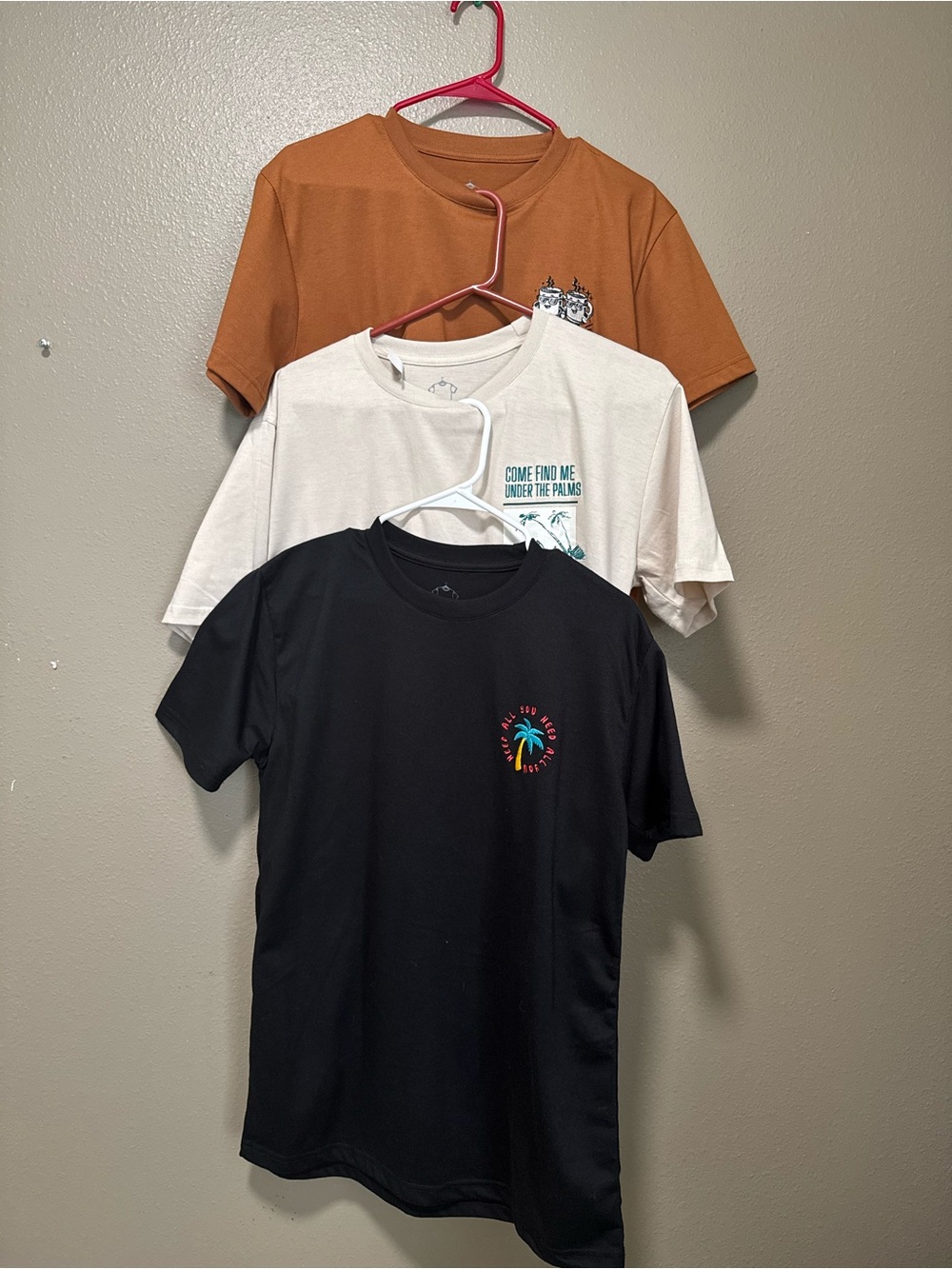 Bundle Short Sleeve Graphic Tee 3pcs - Black, Cream, brown